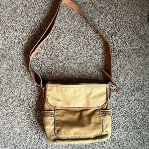 Fossil Tan Canvas Purse with Flower Lining